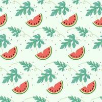 Seamless watermelon pattern with pastel background color vector