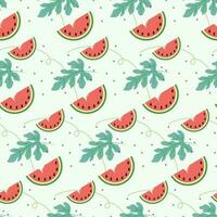 Seamless watermelon pattern with pastel background color vector