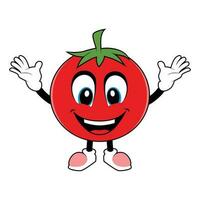 tomate Fruta dibujos animados mascota con contento sonriente rostro. vector ilustración de rojo tomate personaje con varios linda expresión