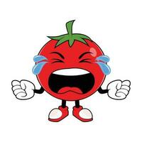 Crying Tomato Fruit Cartoon Mascot. Vector illustration of red tomato character with various cute expression