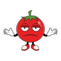 tomate Fruta dibujos animados mascota con confuso gesto. vector ilustración de rojo tomate personaje con varios linda expresión