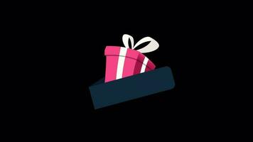 Gift Box Animation. Flat  Cartoon Style Design. Gift Boxes Decorated with Ribbon. video