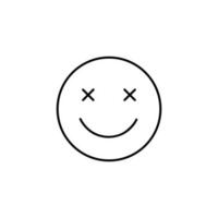 Smile face icon with crossed eyes isolated on white background. Vector hand-drawn illustration in doodle style.