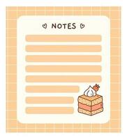 Cute to do list template with a strawberry cake. Kawaii design of daily planner, schedule or checklist. Perfect for planning, memo, notes and self-organization. Vector hand-drawn illustration.