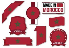 Collection of made in Morocco badges labels Morocco flags in ribbon vector illustration