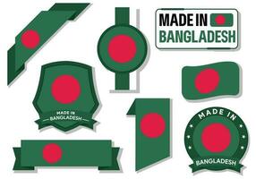 colección de hecho en Bangladesh insignias etiquetas Bangladesh banderas en cinta vector ilustración