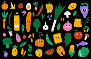 Cartoon food characters big collection vector