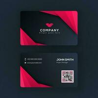 Front and back view of business card or visiting card design in pink and blue color. vector