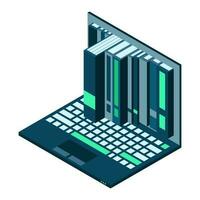 Isometric laptop. Online learning and virtual classroom.  3d isometric flat design. Vector illustration