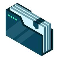 Isometric folder with documents. Document folder isometric. Archive containing documents. Vector illustration