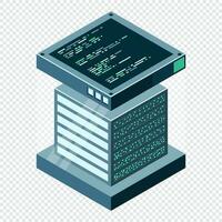 Isometric futuristic server. Isometric database or data center. Abstract blockchain. Computer storage. Cloud storage. Vector illustration