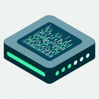 Isometric futuristic server. Isometric database or data center. Abstract blockchain. Computer storage. Cloud storage. Vector illustration