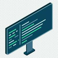 Isometric monitor. Computer monitor isometric desktop. Modern monitor. Vector illustration