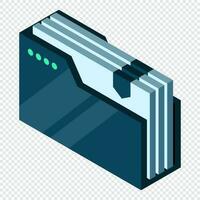 Isometric folder with documents. Document folder isometric. Archive containing documents. Vector illustration