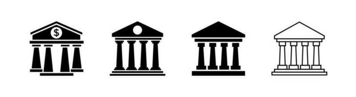 Bank building with pillar or column, architecture roman building vector