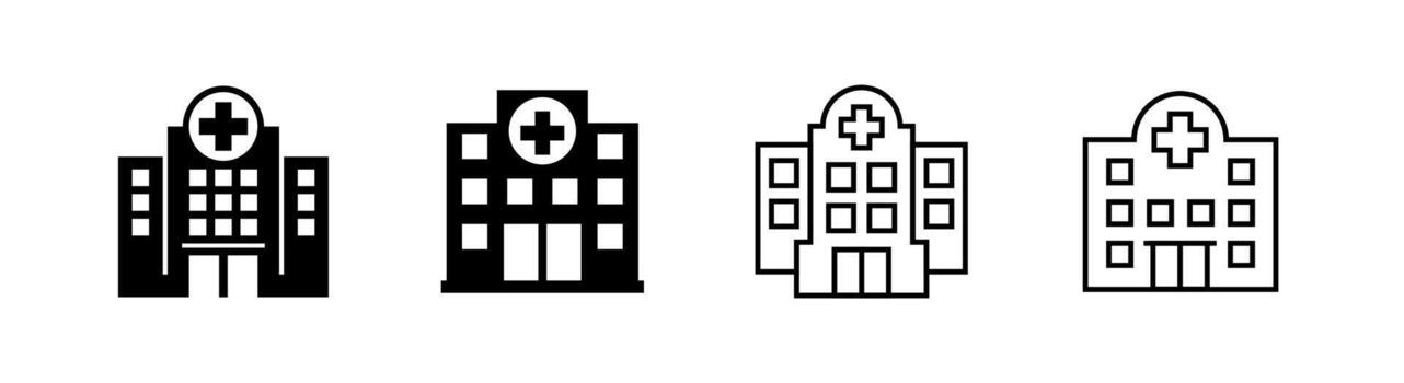 Hospital icon set of 4, design element suitable for websites, print design or app vector