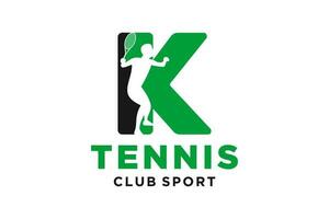 Vector initials letter K with tennis creative geometric modern logo design.