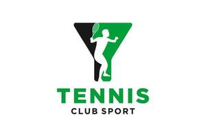 vector iniciales letra y con tenis creativo geométrico moderno logo diseño.