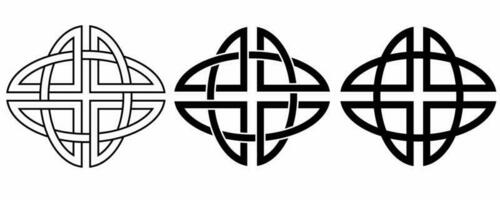 outline silhouette Celtic Quaternary knot icon set isolated on white background vector