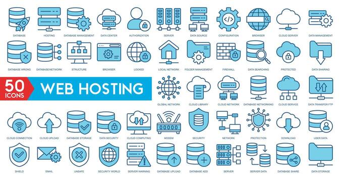 Web hosting server icon with internet cloud storage computing network connection sign vector