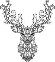 Deer Ornamental Batik Line Art vector