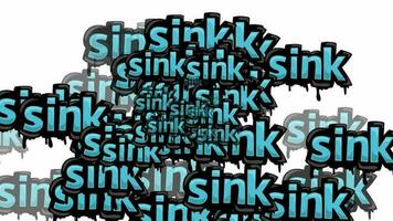 animated video scattered with the words SINK on a white background