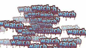 animated video scattered with the words WATCH on a white background