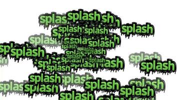 animated video scattered with the words SPLASH on a white background