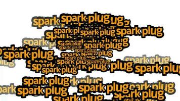 animated video scattered with the words SPARK PLUG on a white background