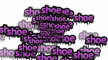animiert Video verstreut mit das Wörter Schuh auf ein Weiß Hintergrund