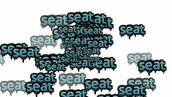 animated video scattered with the words SEAT on a white background