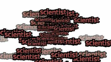 animated video scattered with the words SCIENTIST on a white background