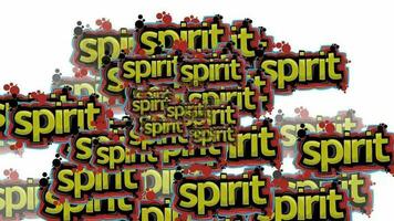animated video scattered with the words SPIRIT on a white background