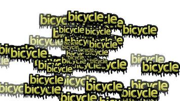 animated video scattered with the words BICYCLE on a white background