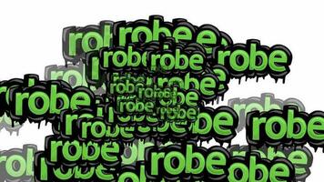 animated video scattered with the words ROBE on a white background