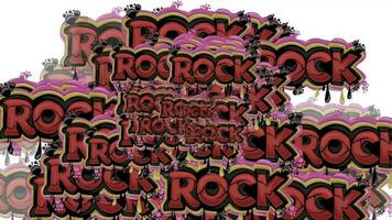 animated video scattered with the words ROCK on a white background