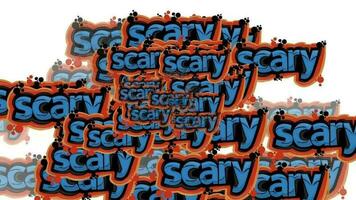 animated video scattered with the words SCARY on a white background