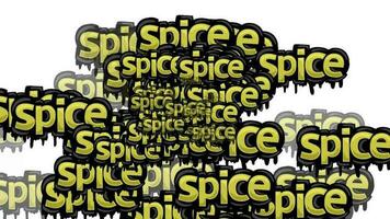 animated video scattered with the words SPICE on a white background