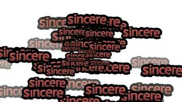 animated video scattered with the words SINCERE on a white background