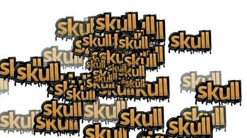 animated video scattered with the words SKULL on a white background
