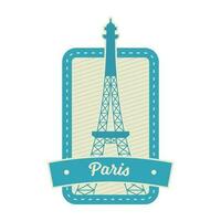 Isolated Eiffel Tower In Square Frame For Paris Stamp Or Sticker Design. vector