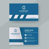 Front and Back View of Business or Visiting Card in Blue Color. vector