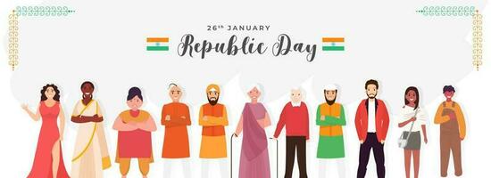 People of different religion and all ages showing Unity in Diversity of India on the occasion of 26th January, Republic day celebration. vector