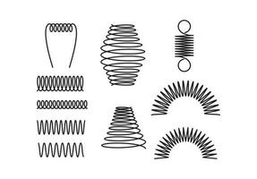 Spiral springs different shapes line icons vector illustration on background