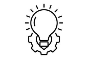 Effective solution icon. Creative ideas light bulb  and gear concept. Line icon style. Simple vector design editable