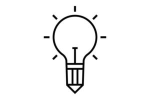 Creative idea icon illustration. Light bulb and pencil. design related to Smart writer logotype. Line icon style. Simple vector design editable