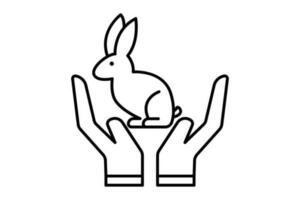 Rabbit Icon. Line icon style. icon related to pet care. Simple vector design editable