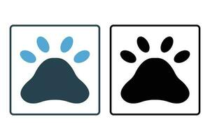 Paw print icon. Solid icon style. Dog or cat paw print illustration. icon related to pet care. Simple vector design editable