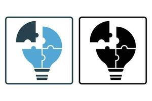 Problem solving icon illustration. Light bulb icon. icon related to idea, business. Solid icon style. Simple vector design editable