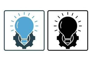 Effective solution icon. Creative ideas light bulb  and gear concept. Solid icon style. Simple vector design editable